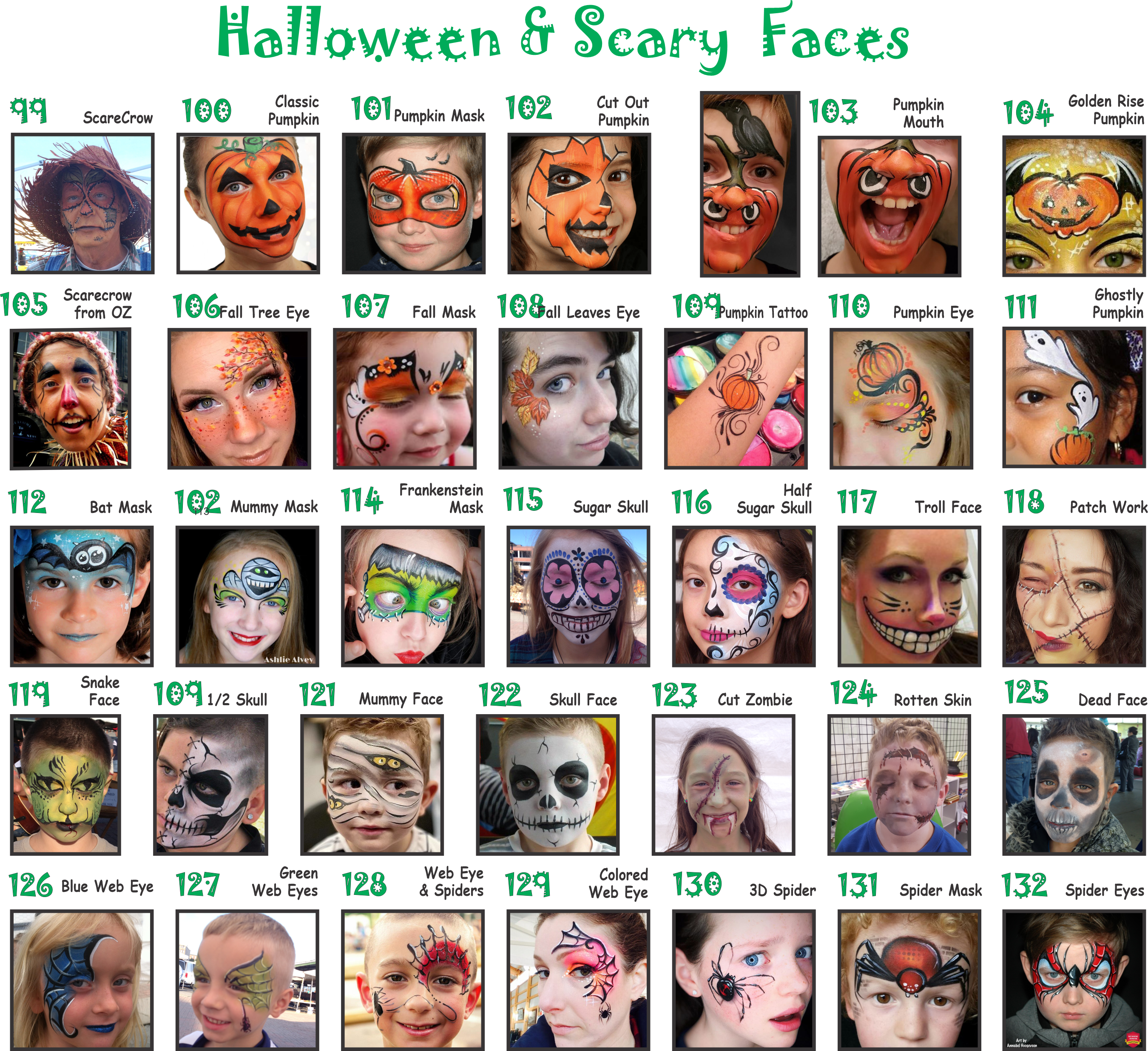 Halloween and Scary Face Painting Designs